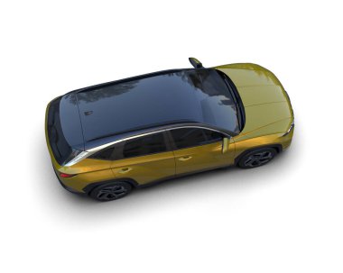 modern araba beyaz arka planda izole edildi. 3 boyutlu çizim - illüstrasyon