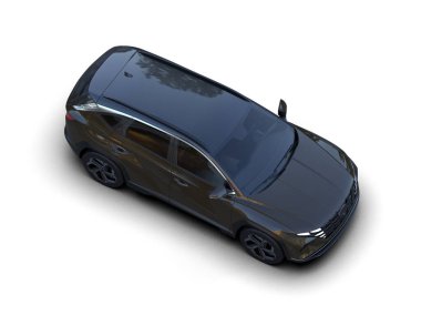 Gri bir arka planda modern elektrikli çapraz araba. 3d oluşturma