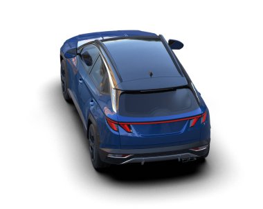 Arka tarafı mavi araba.