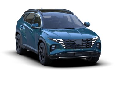 Modern araba arka planda izole edilmiş. 3D görüntüleme - illüstrasyon