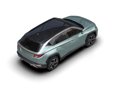 Stüdyo ortamında markasız bir SUV 'un 3 boyutlu çizimi