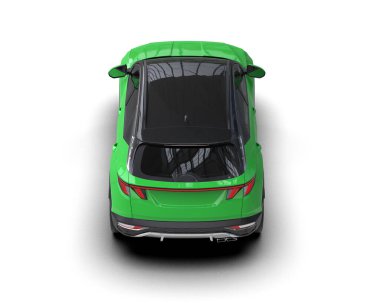 modern yeşil araba, siyah sırtlı.