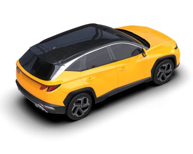 Sarı şehir cipi. şehir konsepti. 3d oluşturma