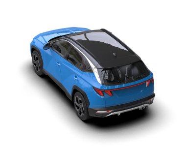 mavi modern elektrikli araba - arka görünüm - yan
