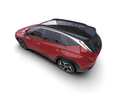 Bir markanın 3 boyutlu görüntülemesi - daha az genel SUV arabası beyaz arkaplanda izole edildi