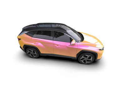 Pembe cip beyaz arka planda izole edilmiş. 3d oluşturma