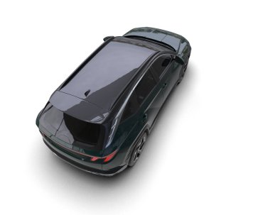 Beyaz arka planda siyah araba, 3 boyutlu görüntüleme