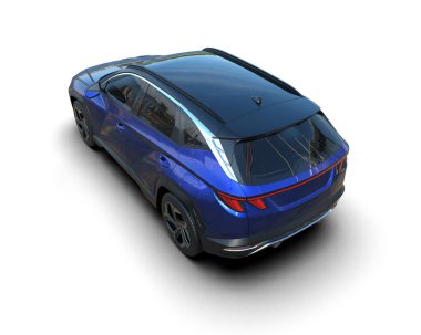 mavi modern araba siyah arkada izole edilmiş.