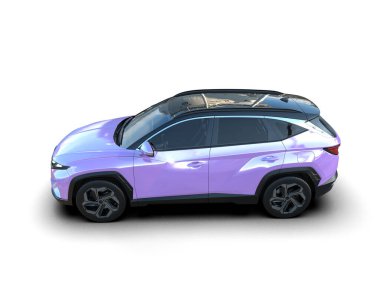 mor modern araba beyaz arkaplanda izole