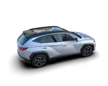 Siyah modern SUV beyaz izole bir arka planda. 3d oluşturma.