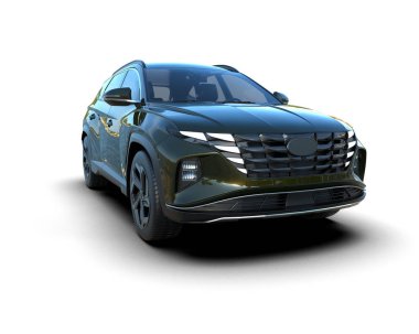 Siyah lüks SUV arka planda izole edilmiş. 3d oluşturma