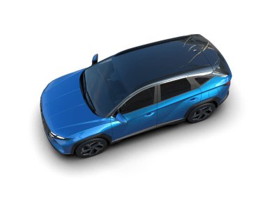 Beyaz arka planda mavi modern araba