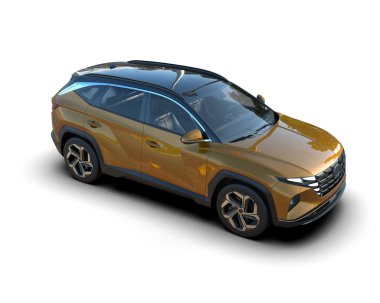 Beyaz zemin üzerinde modern şehir SUv 3D görüntüleme - 3D