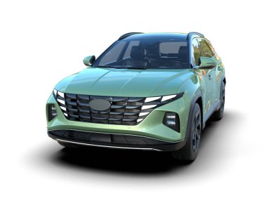 Arka plan veya tasarım için boş yüzeyi olan modern şehir arabası. 3d illüstrasyon