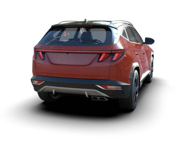 Gri arka planda SUV arabası, 3 boyutlu illüstrasyon