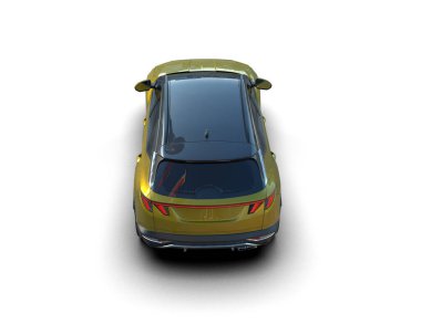 sarı modern araba beyaz üzerine izole