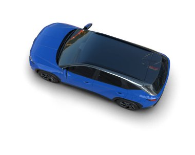 Beyaz arkaplanda mavi araba