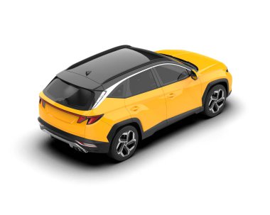 Sarı renkli sedan beyaz arka planda izole edilmiş. 3d illüstrasyon.