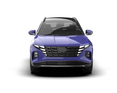 Modern mavi araba beyaz arka planda izole edilmiş. 3 boyutlu görüntüleme - 3 boyutlu.