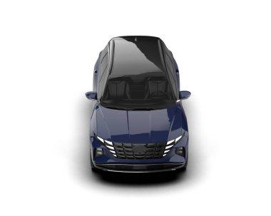 Beyaz arka planda gerçekçi, modern siyah araba - 3 boyutlu görüntüleme