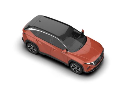 Beyaz arka planda modern bir arabanın 3 boyutlu canlandırması