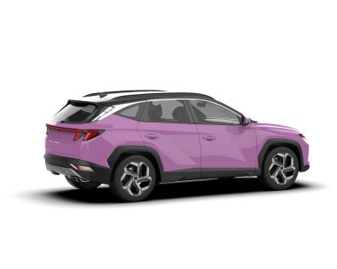 Arka planda mor cip arabası var. 3d oluşturma