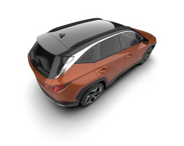 Modern SUv beyaz arka planda izole edildi. 3D görüntüleme - illüstrasyon