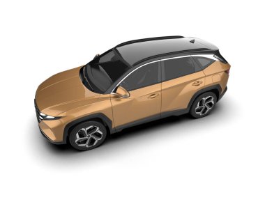 Beyaz arka planda modern şehir arabası. 3d oluşturma