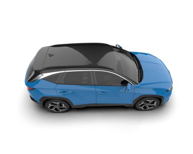 gerçekçi mavi araba yan görünümü