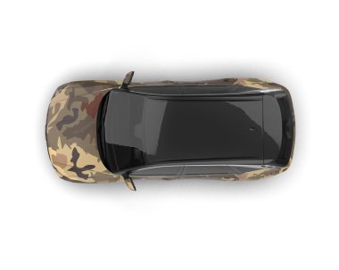 Beyaz stüdyo arka planında izole edilmiş modern bir arabanın 3 boyutlu görüntüsü..