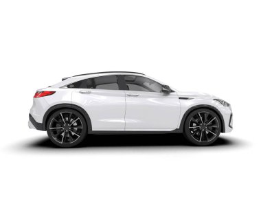 Beyaz arka planda bir araba. 3d oluşturma