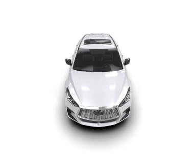 Siyah arka planda beyaz, modern bir araba. 3d illüstrasyon.