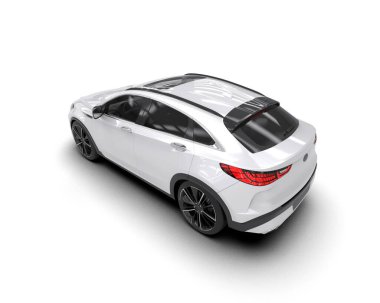 Beyaz arka planda izole edilmiş beyaz spor araba. 3d oluşturma