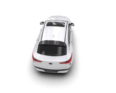 Beyaz arka planda izole edilmiş modern beyaz araba. 3d oluşturma.