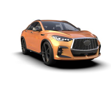 Beyaz arka planda gerçekçi bir araba. 3d oluşturma.