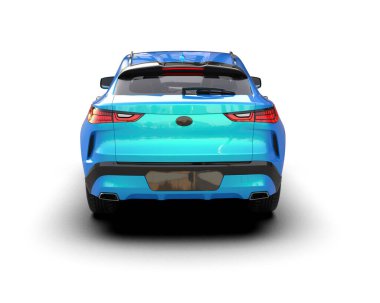 Gri arka planda mavi modern bir araba. 3 Boyutlu Hazırlama.