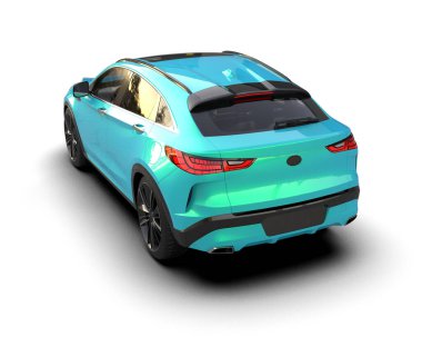 Mavi premium araba. Cip. 3d oluşturma