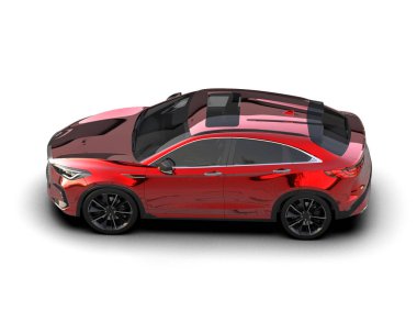 Beyaz arka planda modern bir arabanın 3 boyutlu görüntüsü. 3d oluşturma