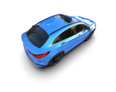 araba premium şehir mavi arka planı. 3D görüntüleme - illüstrasyon