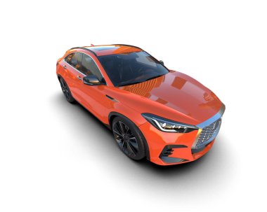 turuncu modern elektrikli coupe araba 3 boyutlu.