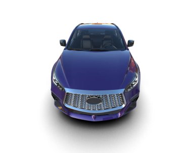 Beyaz arka planda modern şehir arabası. 3d görüntü oluştur