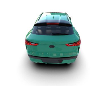 modern yeşil şehir arabası - 3 boyutlu illüstrasyon