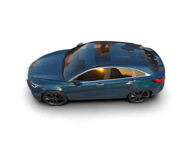 kırpma yolu ve 3 boyutlu render ile beyaz arkaplan üzerinde modern araba