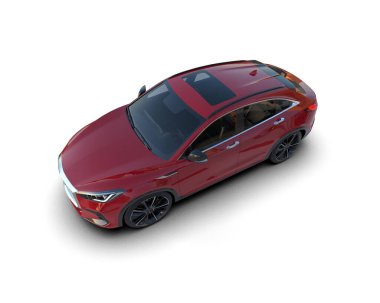 Beyaz arka planda modern şehir arabası 3 boyutlu illüstrasyon