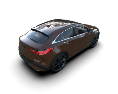 Beyaz stüdyo ortamında markasız bir SUV 'un 3 boyutlu çizimi