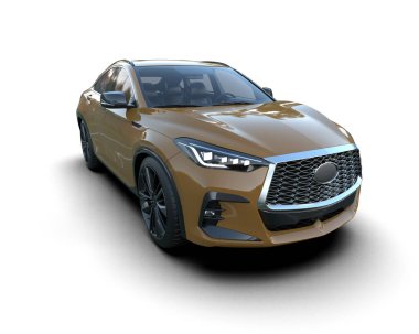 Beyaz arka planda bir araba. Yüksek çözünürlük 3d illüstrasyon