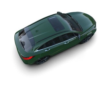yeşil modern araba - 3D illüstrasyon