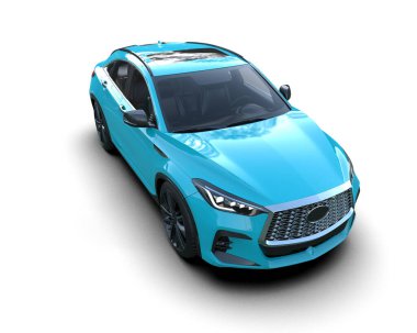 Modern mavi spor araba. 3d oluşturma