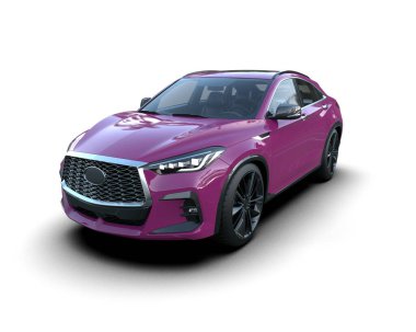 Modern şehir arabası kırpma yolu ile beyaz arka planda izole edildi. 3d oluşturma