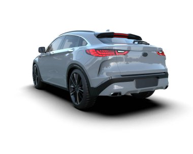 Araba beyaz arka planda izole edilmiş. 3d oluşturma.